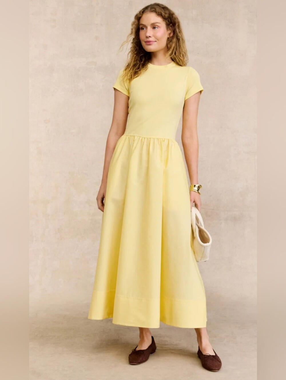 Polo by Ralph Lauren Short Sleeve  Yellow Midi Dress Women Size XS